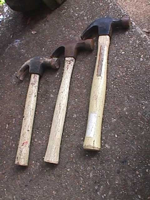 THREE VINTAGE CLAW HAMMERS