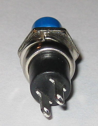 Momentary Blue Pushbutton Switch - Panel Mount - SPST N.O. - 1/4" Mounting Hole
