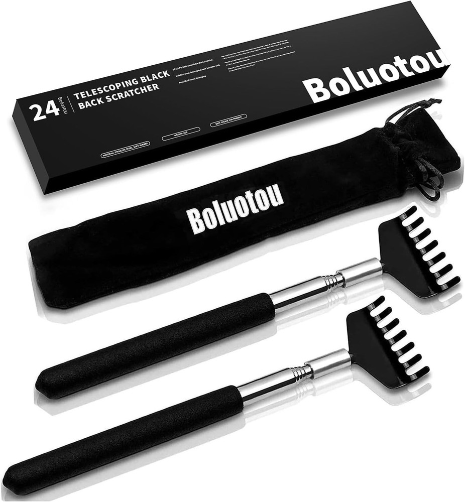 Kuvvfe 2 Pack Portable Extendable Back 2 Count (Pack of 1), A-black