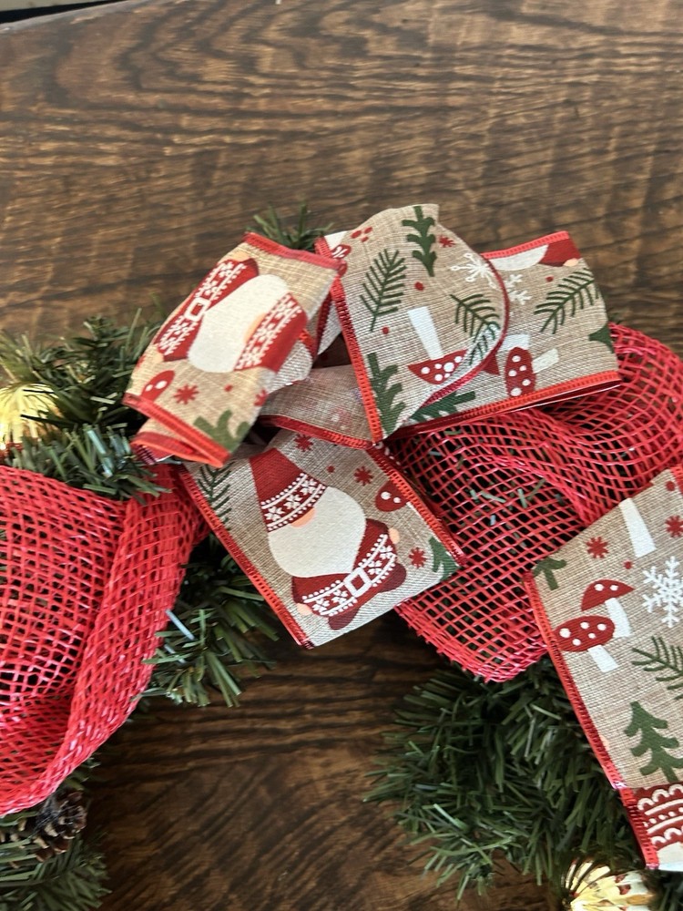 Handcrafted CHRISTMAS GNOME WREATH 18”