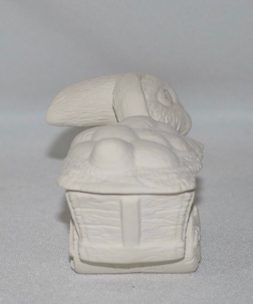 Ceramic Trinket Box With Lid ~ Easter Bunny Wagon ~ Ready To Paint