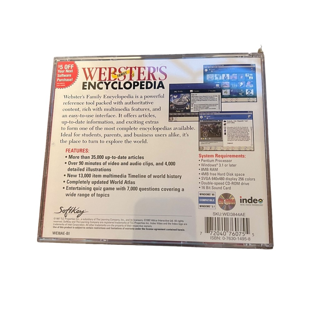Webster's Interactive Encyclopedia CD-ROM 1997 Windows 95/3.1 Compatible