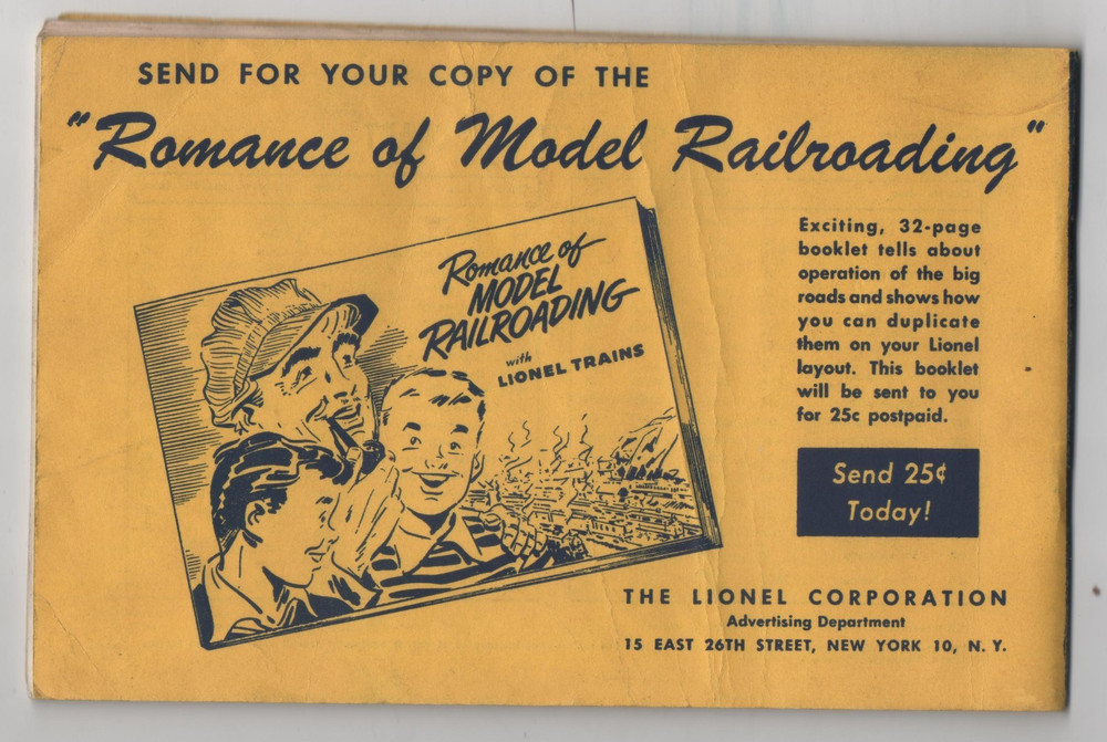 ORIG 1952 INSTRUCTIONS FOR ASSEMBLING OPERATING LIONEL TRAINS Missing page 21/22
