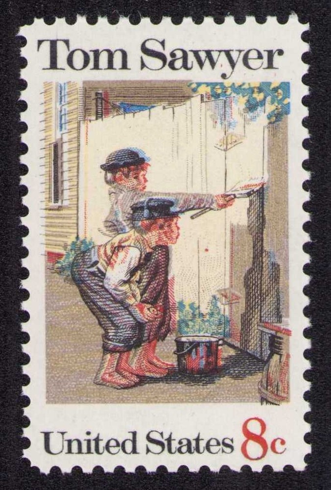 US Stamp 1470 8c Tom Sawyer Error EFO Dramatic Misreg. Color Shift