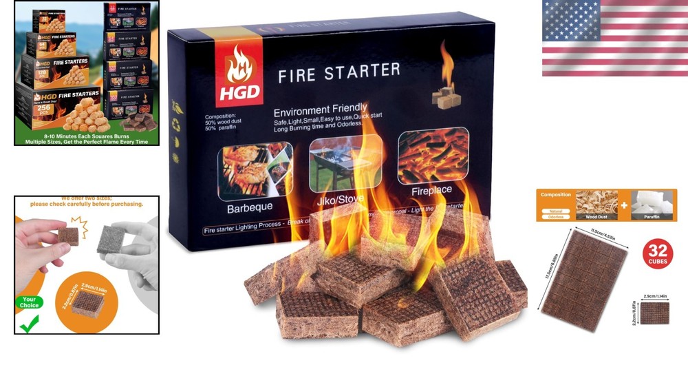 Natural Water-Resistant Fire Starters - 32 Eco-Friendly Charcoal Starters