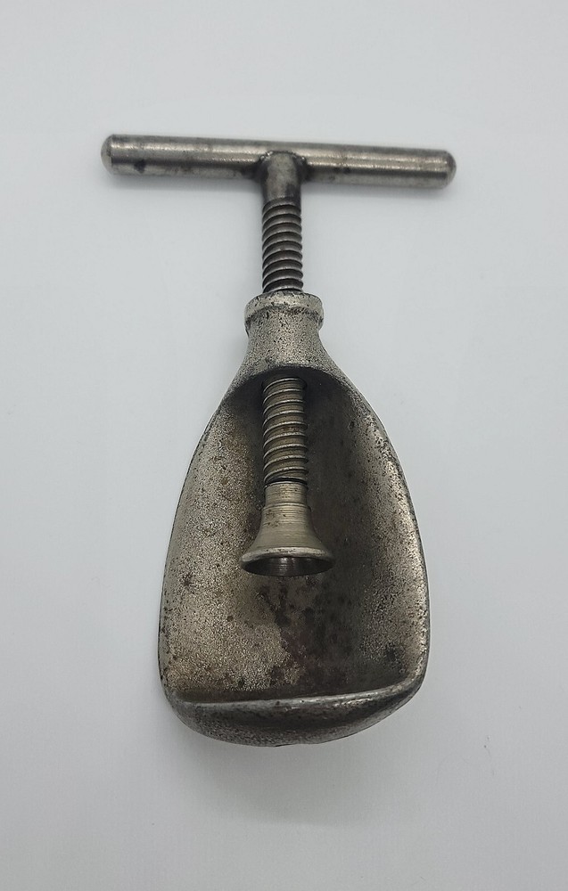 Antique Heavy Metal Nutcracker - Screw Twist, Solid Turn Handle, Nuts Thread, 6"