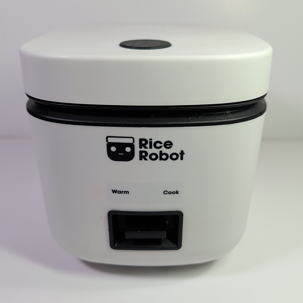 Rice Robot 4 Cup Space Saving Rice Cooker with Ceramic Nonstick Inner Pot White