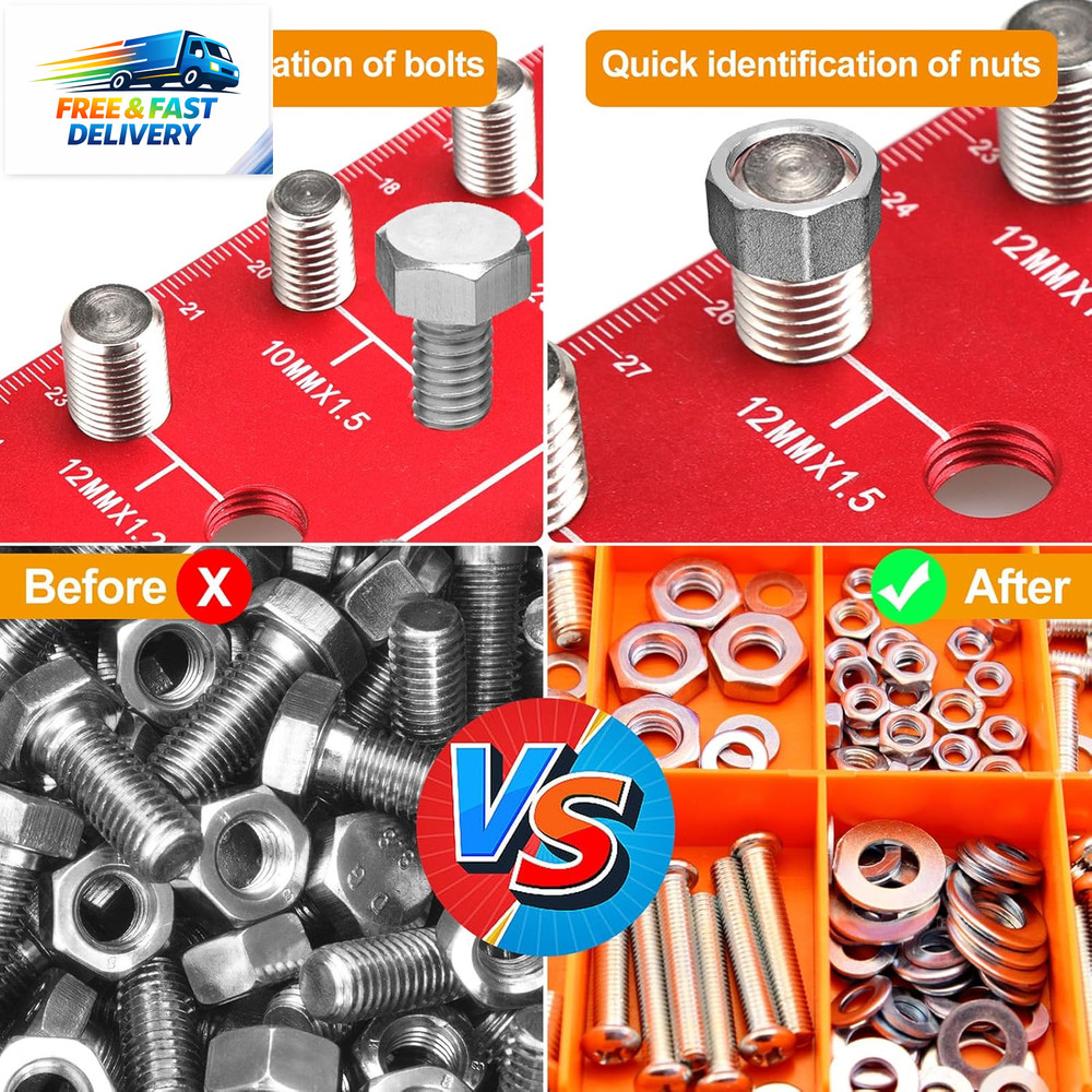Thread Checker - 55 Nut & Bolt Thread Checker, Bolt Size and Thread Gauge 19 Sta