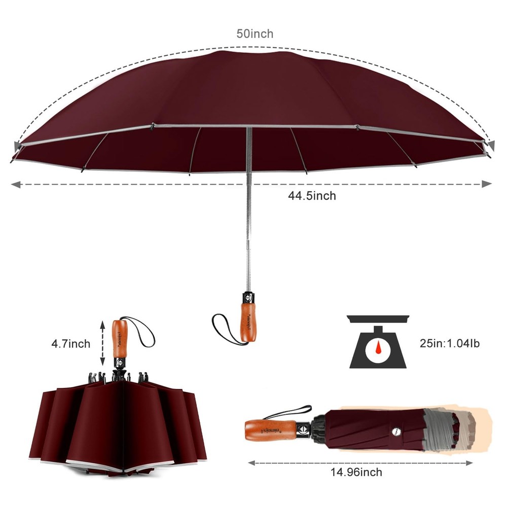 Large Reverse Umbrella -50 Inch Windproof Folding Inverted Umbrella - Upside ...
