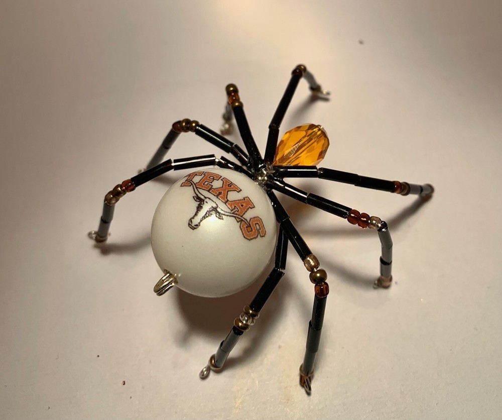 Handmade Beaded Wire Texas Longhorns Spider