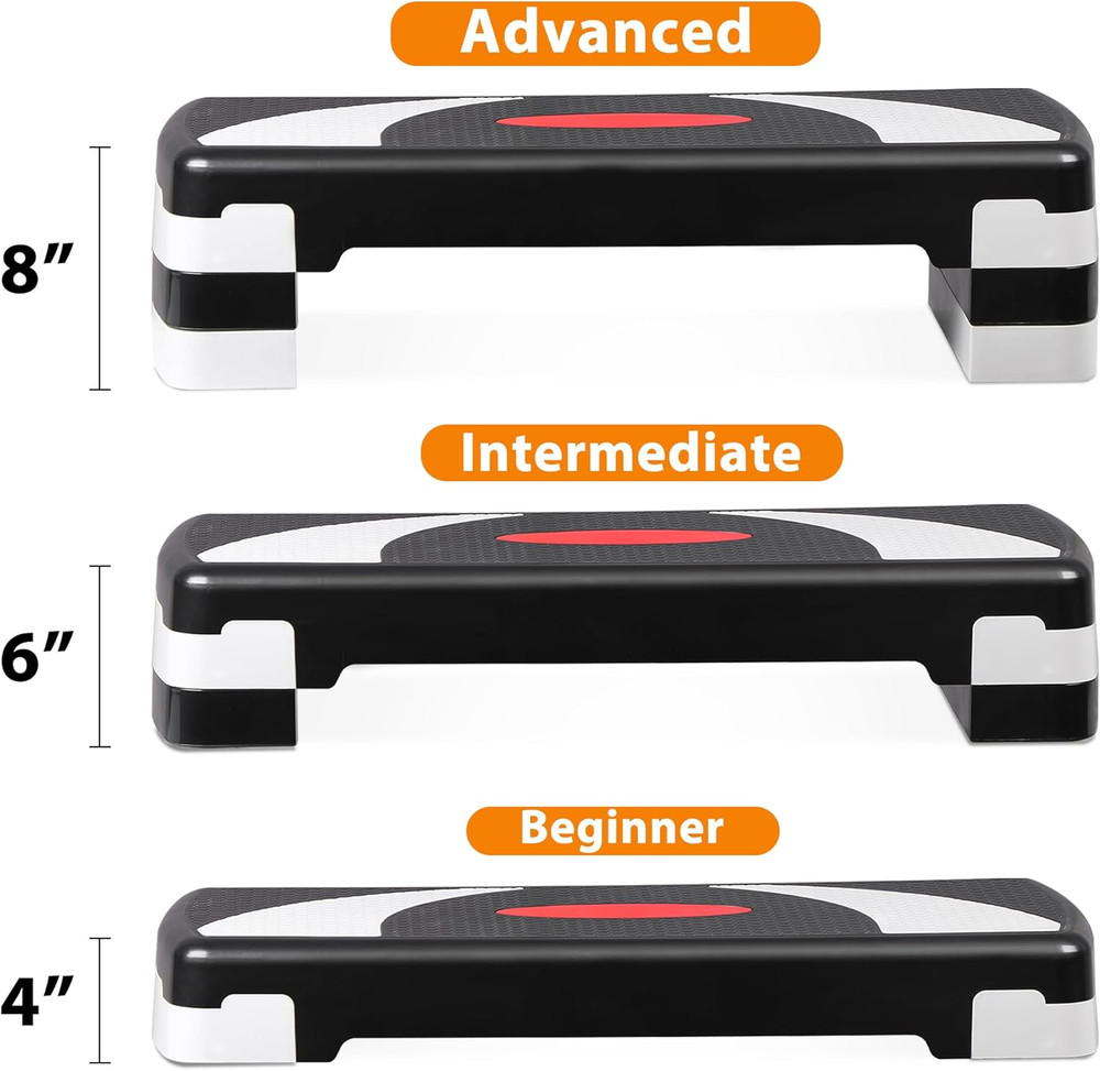 31 Inch Adjustable Workout Aerobic Step, Exercise Platform Trainer W 4 Adjustabl