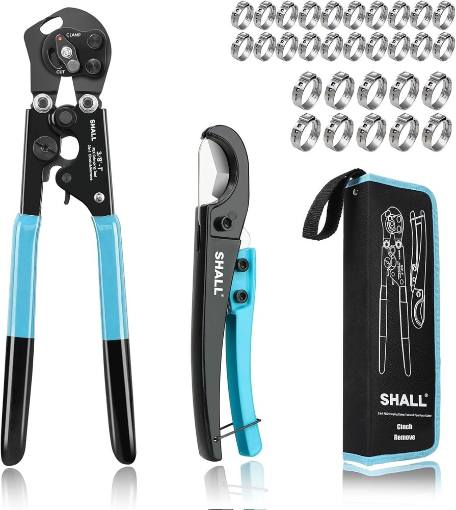 Complete PEX Crimping Clamp Tool Set with Ergonomic Handle & Storage Bag