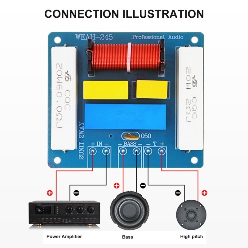WEAH-245 Studio 2 Way Crossover With Metalized Polypropylene Capacitors Design