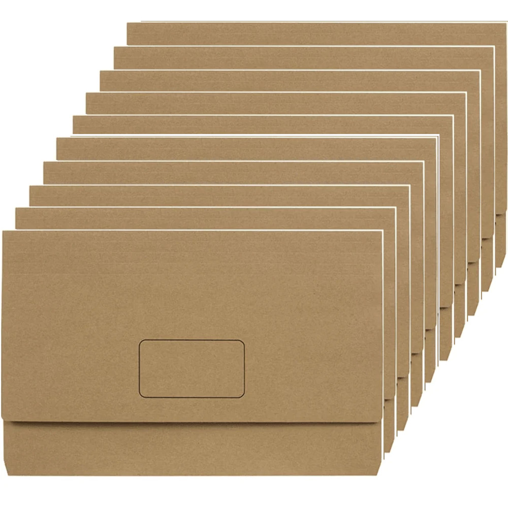 NEW 10x Marbig Enviro Document Wallet Folder File Foolscap Kraft Brown Pack