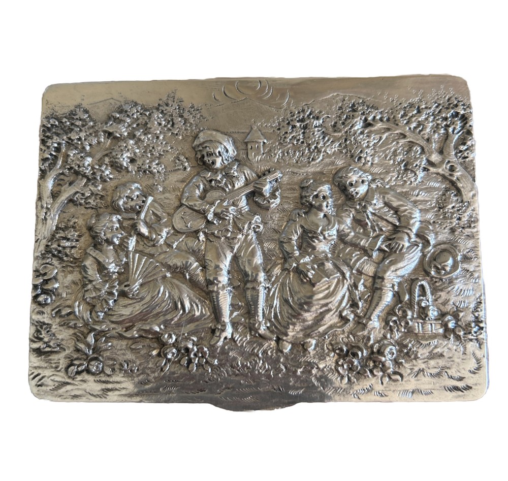 Antique German Silver Embossed Cigarette Case, Circa 1900