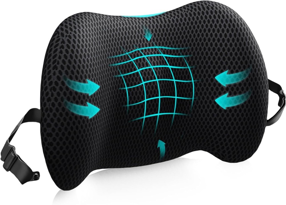 Lumbar Support Pillow for Office Chair, Car Lower Back Black