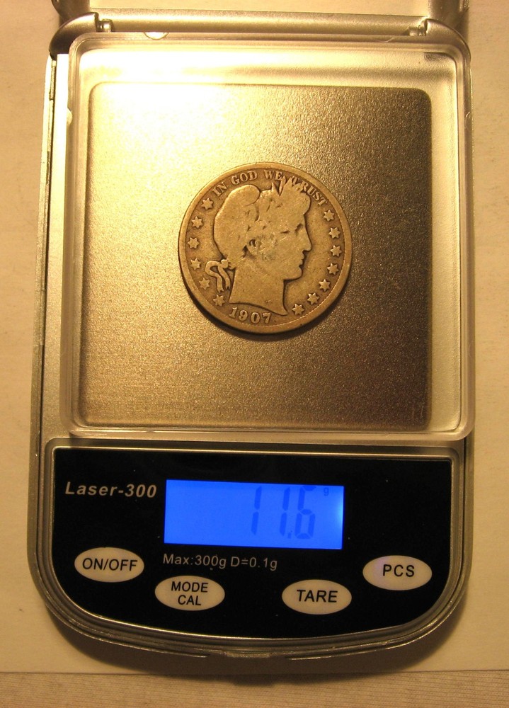 1907-D Denver Mint 90% Silver Barber Half Dollar - Good Condition