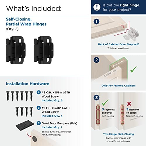 Amerock BPR7565FB 8 Inch 10mm Self Closing Partial Wrap Cabinet Hinge Door