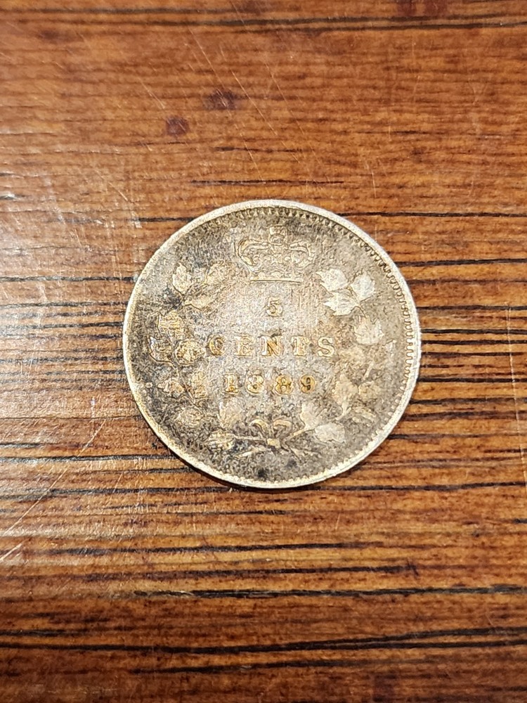 1889 Canada 5 Cents Silver Coin