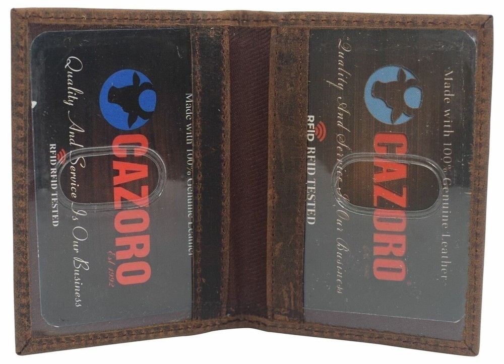 Slim Thin Genuine Leather 2 ID Window Mini Wallet Holder Bifold Driver's License