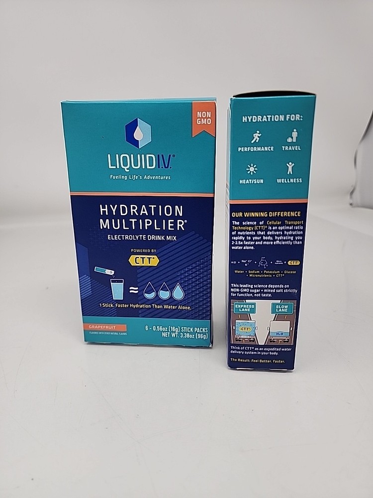 2pk Liquid I.V. Hydration Multiplier Electrolyte Drink Mix Grapefruit 6ct Box