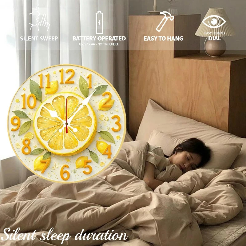 Modern 25cm Wall Clock - Lemon Fruit Home Design 2D