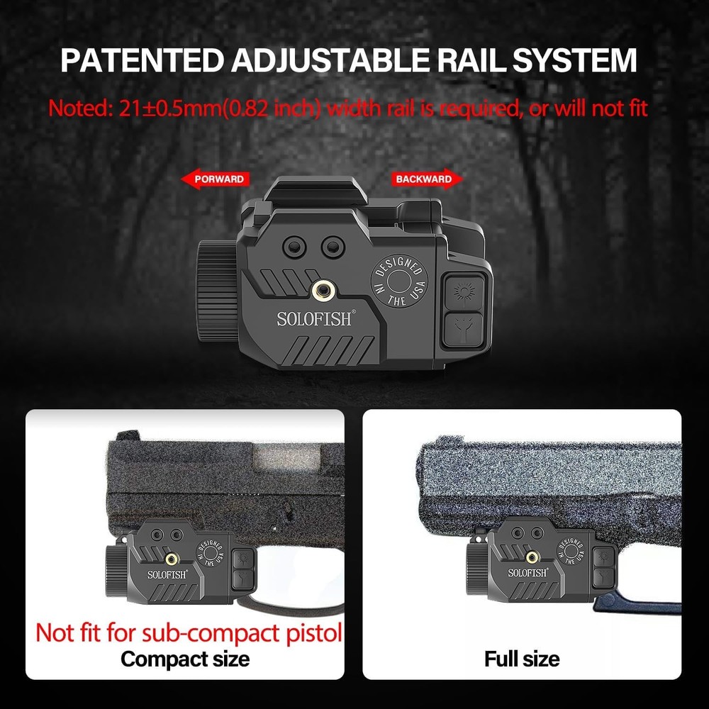Solofish 800lm Adjustable Pistol Light Laser Blue Combo