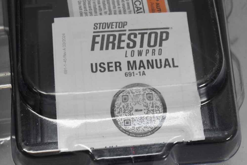 Stovetop Firestop LowPro Black Kitchen Range Safety Alarm Device Automatic New