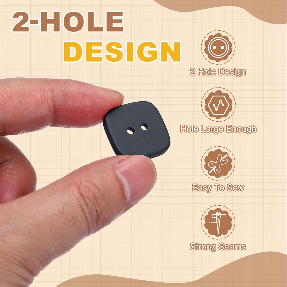 12pcs Sewing Button 30mm (1-3/16") 2 Holes Square Resin Button, Blue