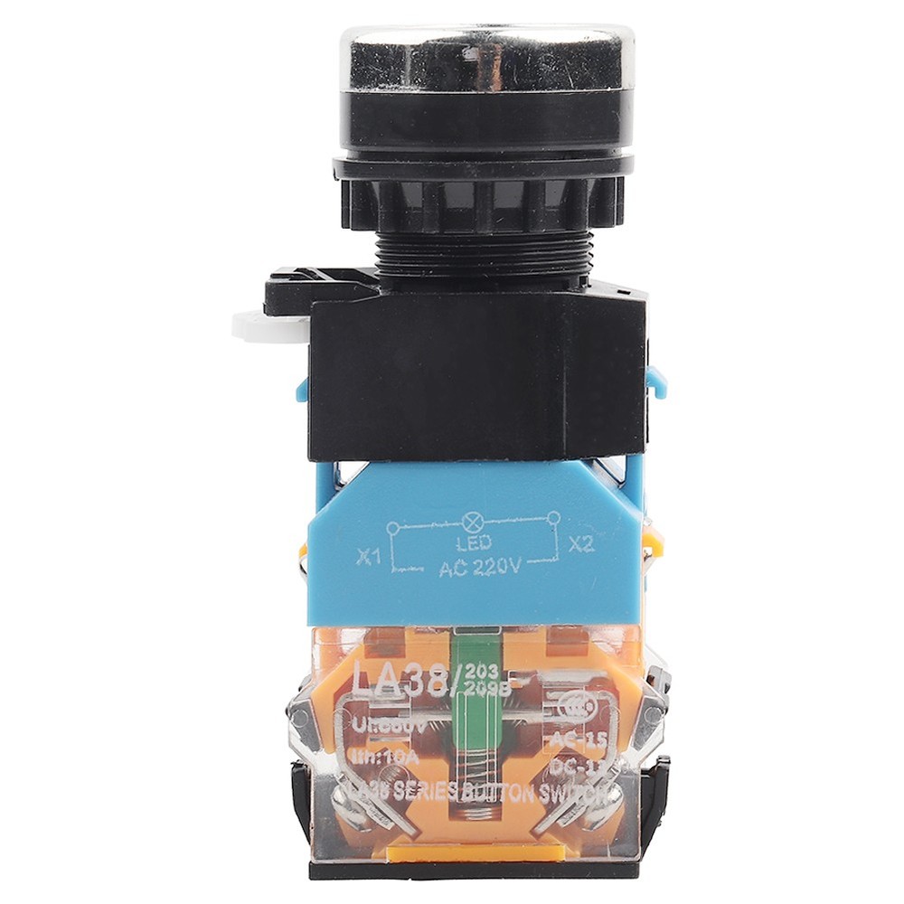 LED Green Push Button Momentary Switch 22mm Flat Head 220V For Starter Control