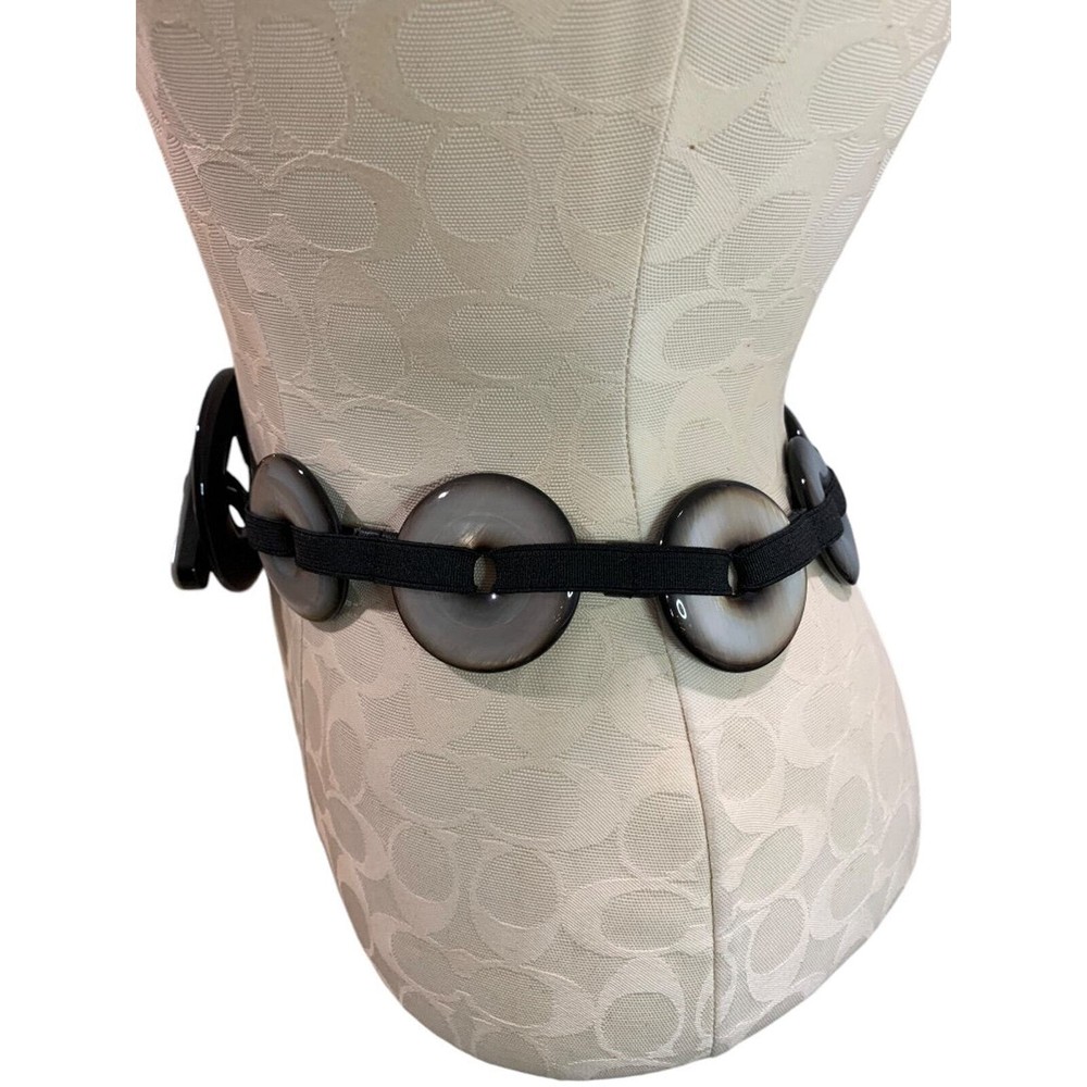 One Size Womens Reversible Statement Belt Stretch Elastic Toggle Clasp