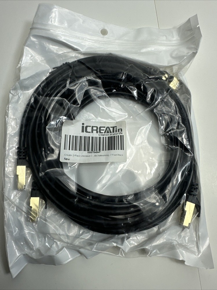 iCreatin Ethernet Cable LAN Network Cat-7 Cable 7 Feet 2pk