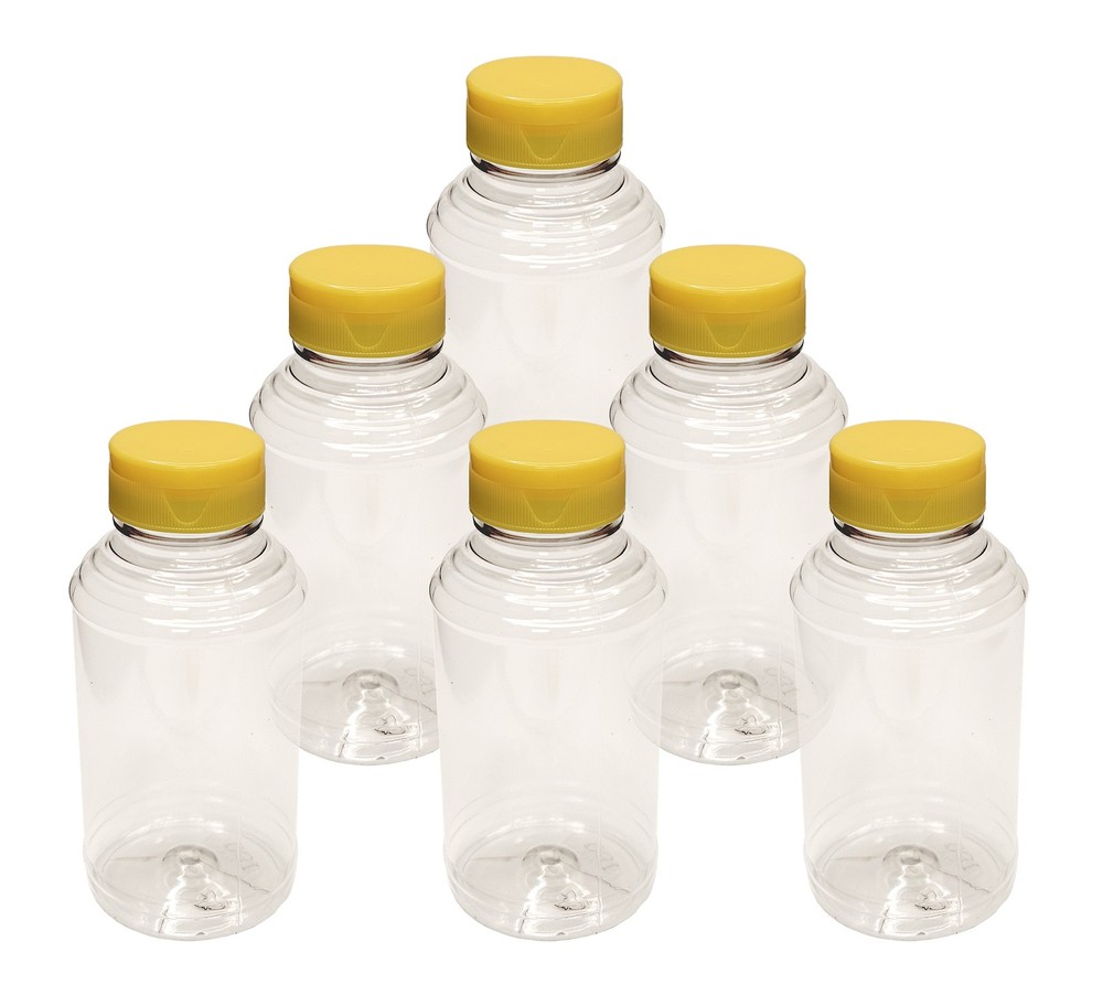 Home Brew Ohio 16oz PET SKEP-Style Honey Bottle with Yellow Flip Cap (Set of 6)