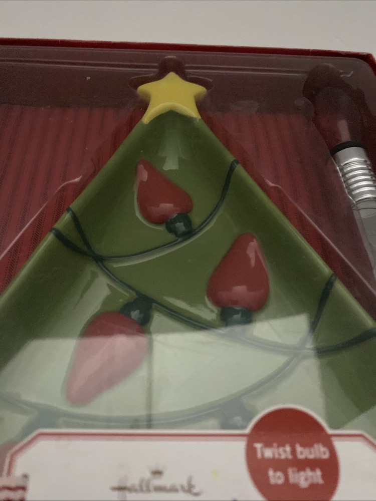 Hallmark Christmas Tree Serving Dish with Lighted Spreader
