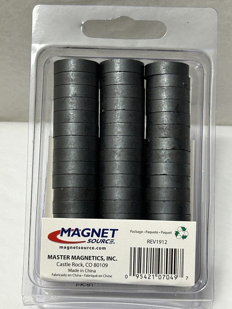 New Magnet Source 3/4" Dia. x 1/8" Thick Ceramic Disc Magnets 51-PACK