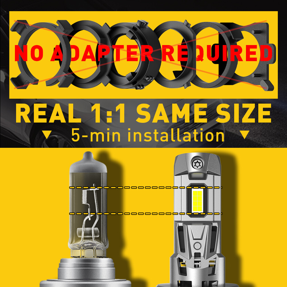 CANBUS H7 LED Headlight Super Bright Bulbs Kit White 22000LM High/Low Beam 6500K