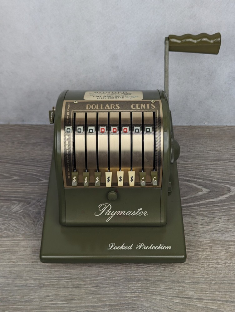 Paymaster - Check Writing Machine - Avocado Green - Vintage