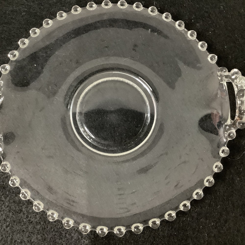 Candle wick Glass 7” Open Handle Plate Clear