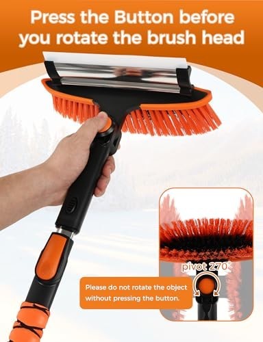 41" Extendable Ice Scraper & Snow Brush - 2-in-1 Car Windshield Tool with Ergono