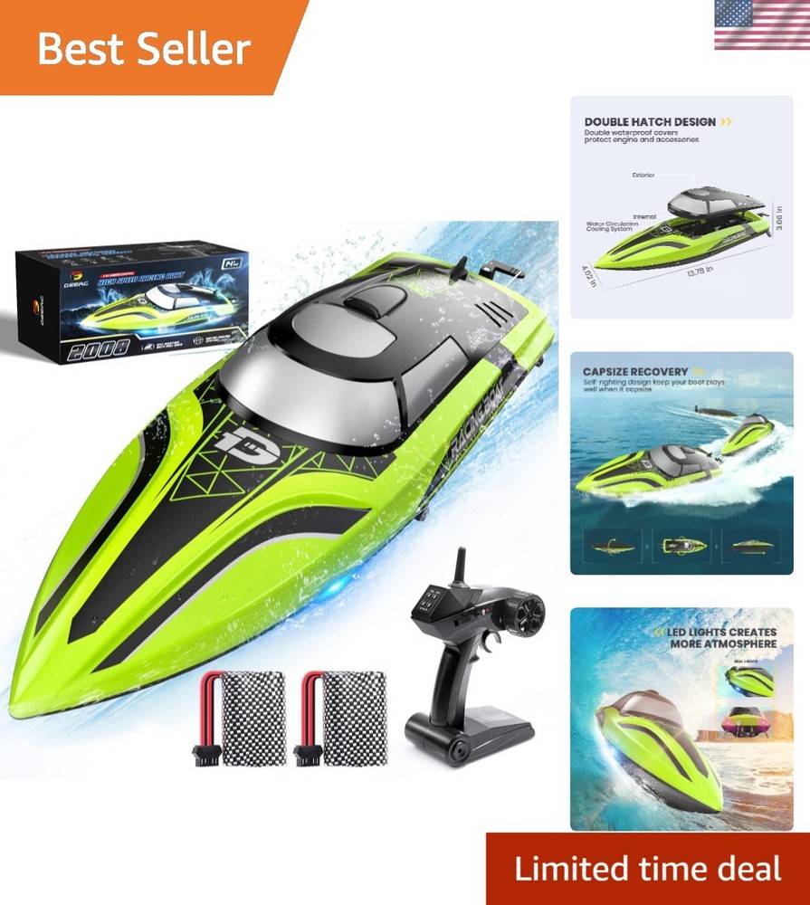 Self-Righting Remote Control Boat with Rechargeable Batteries & LED Light