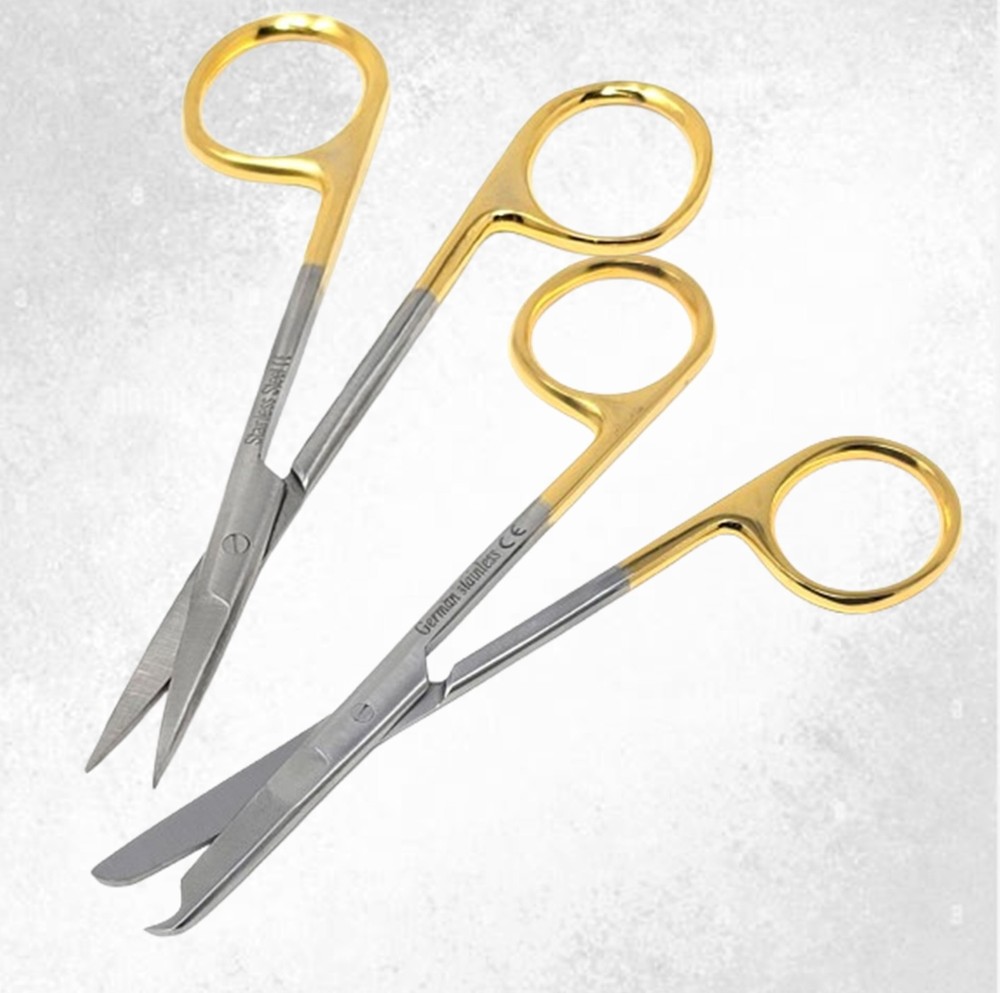 MICRO IRIS SCISSORS STRAIGHT + SUTURE STITCH SCISSORS 4.5" GERMAN GRADE