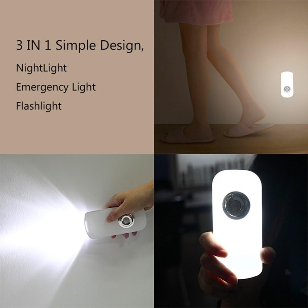 2 Pack LED Night Light Flashlight Motion Sensor Cut Light 3-in-1, Rechargeabl...