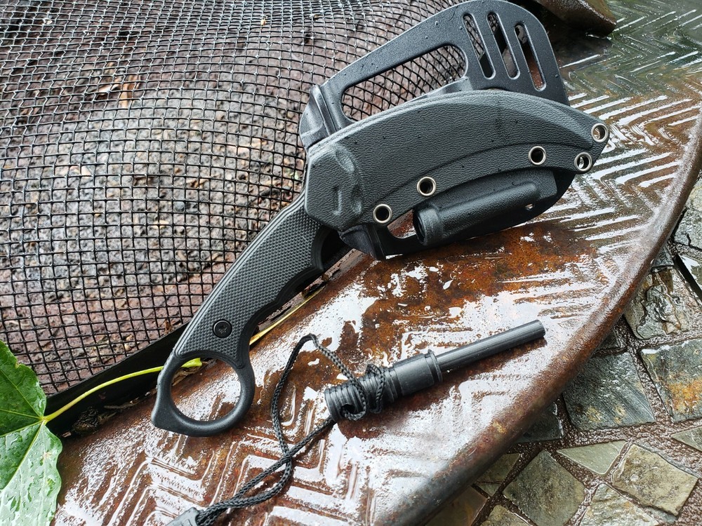 Conceal Carry Karambit Fixed Blade Boot Knife Fire Starter Flint Holster Sheath