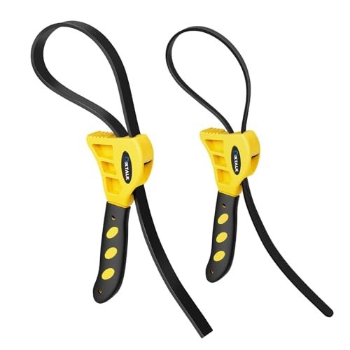 2-Pack Adjustable Rubber Strap Wrench Set - 4" & 6" Oil Filter & Jar Opener Tool