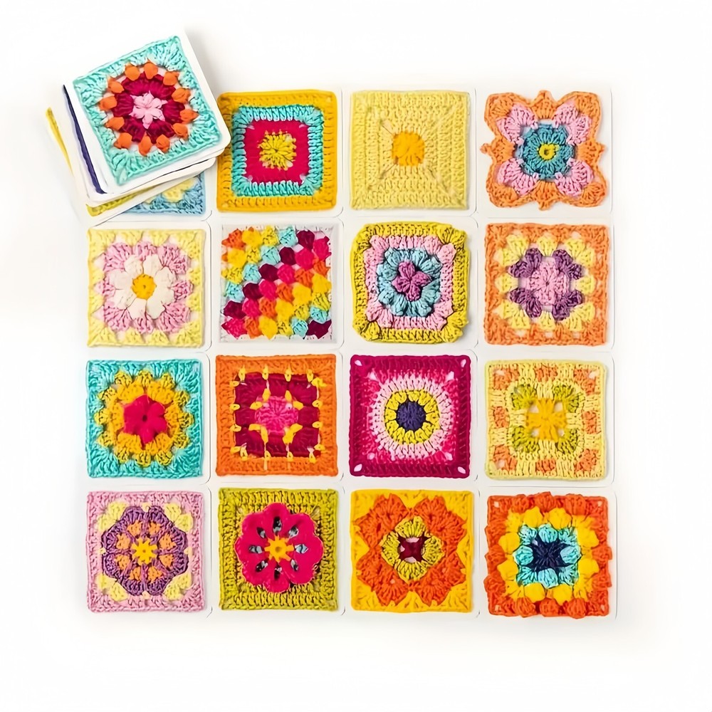 Beginner Crochet Kit: Mixed Plaid Pattern & Dynamic Card Kit - Easy Crochet
