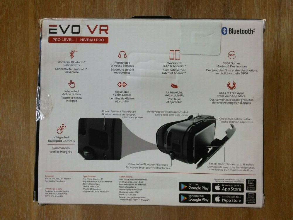 EVO VR PRO LEVEL 360 VIRTUAL REALITY BLUETOOTH WIRELESS HEADSET NEW SEALED