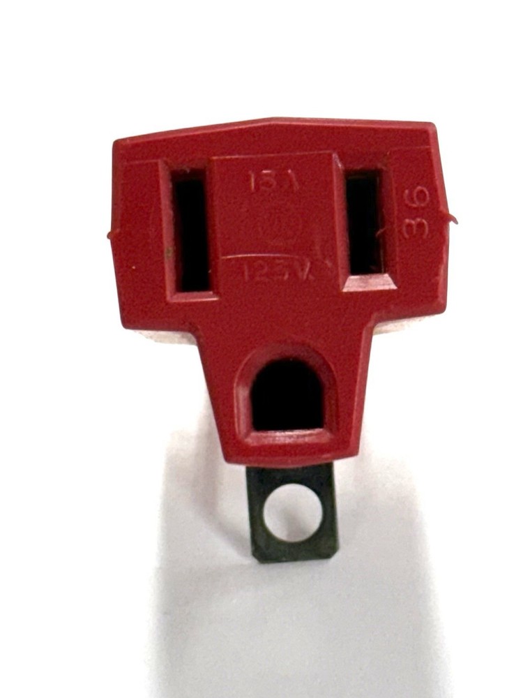 Vintage Electrical Outlet Adapter Plug Red 15A 125V