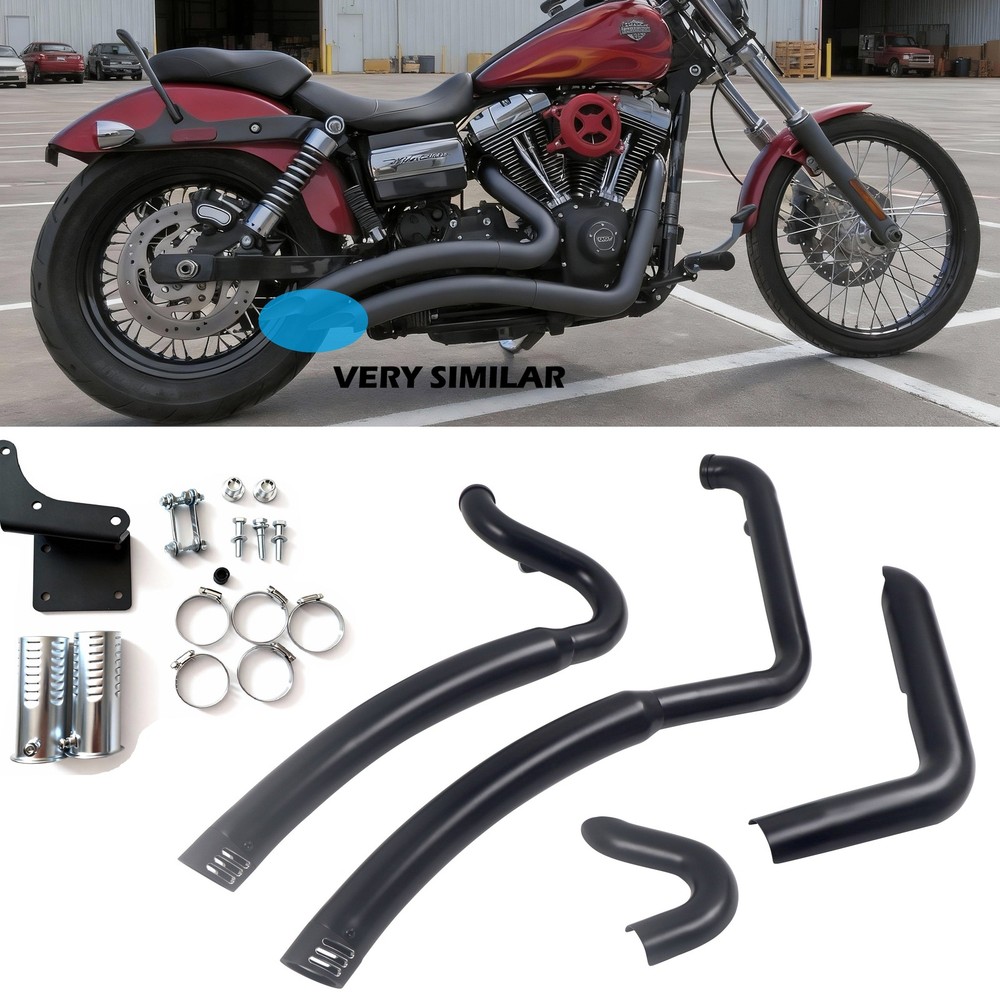 Black Power Boosted Exhaust Pipes Harley Dyna 2006 - 2017, Better Performance