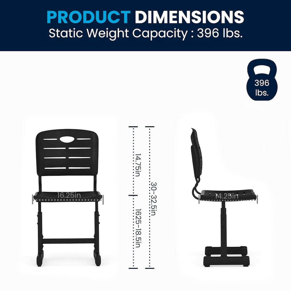Black Student Chair with Black Pedestal Frame