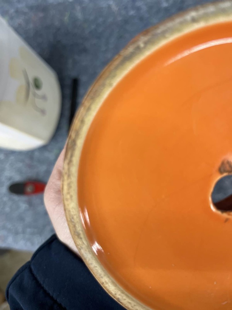 Orange Planter Leaf Pattern Pottery